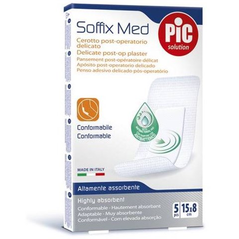 PIKDARE SPA CEROTTO PIC SOFFIX MED IN TNT CON TAMPONE CENTRALE ASSORBENTE STERILE MONOUSO 15X8 CM ANTIBATTERICO 5 PEZZI PIKDARE SPA