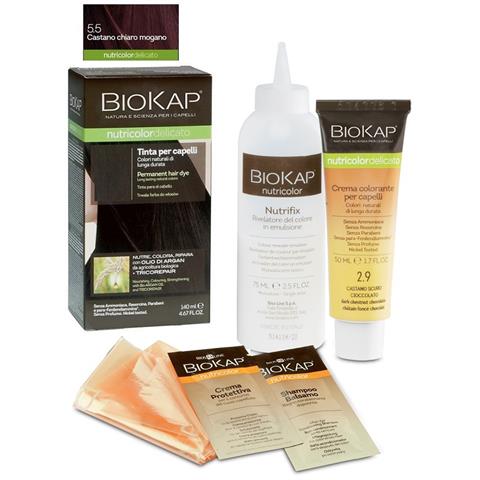 BIOS LINE SPA BIOKAP NUTRICOLOR DELICATO 5,50 CASTANO CHIARO MOGANO TINTATUBO + FLACONE BIOS LINE SPA