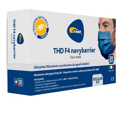 THD SPA MASCHERINA CHIRURGICA THD MASK F4 NAVYBARRIER TAGLIA REGULARE 20 PEZZI THD SPA