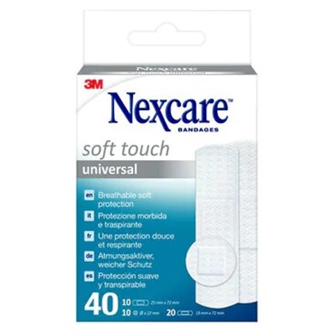 POLIFARMA BENESSERE SRL CEROTTO PREPARATO 3M NEXCARE SOFT TOUCH UNIVERSAL 3 MISURE 20 CEROTTI 19X72MM + 10 CEROTTI 25X72MM + 10 CEROTTI TONDI 22,5MM POLIFARMA BENESSERE SRL