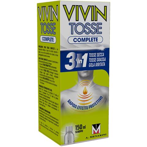 A.MENARINI IND.FARM.RIUN.SRL VIVIN TOSSE COMPLETE SCIROPPO PER TOSSE 150 ML A.MENARINI IND.FARM.RIUN.SRL