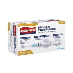 SIRINGA IPODERMICA MEDIPRESTERIL AGO 23 GAUGE 1 1/4 0,6X30MM2,5 ML 10 PEZZI