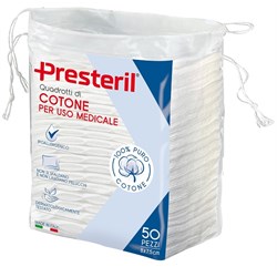 QUADROTTI COTONE IDROFILO PRESTERIL 8X7,5 CM 50 PEZZI