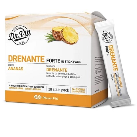 MARCO VITI FARMACEUTICI SPA DR VITI DRENANTE FORTE ANANAS 28 STICK PACK SENZA ZUCCHERI MARCO VITI FARMACEUTICI SPA