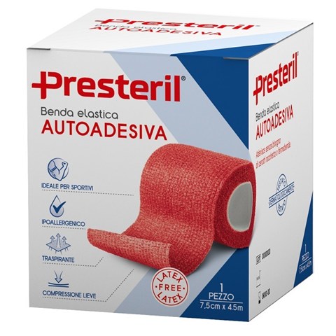 CORMAN SPA BENDA ELASTICA AUTOADESIVA LATEX FREE PRESTERIL CM 7,5X4,5 MTESI ROSSO CORMAN SPA