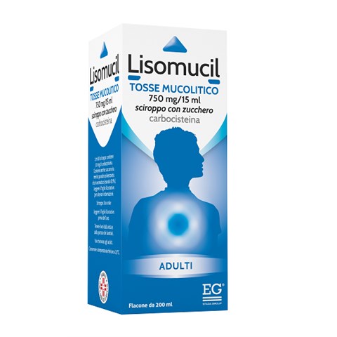 EG SPA LISOMUCIL TOSSE MUCOLITICO*AD sciroppo 200 ml 750 mg/15 ml con zucchero EG SPA