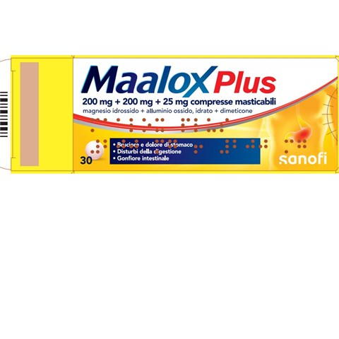 OPELLA HEALTHCARE ITALY SRL MAALOX PLUS*30 cpr mast 200 mg + 200 mg + 25 mg OPELLA HEALTHCARE ITALY SRL