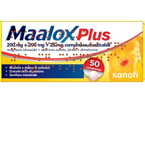 OPELLA HEALTHCARE ITALY SRL MAALOX PLUS*50 cpr mast 200 mg + 200 mg + 25 mg OPELLA HEALTHCARE ITALY SRL